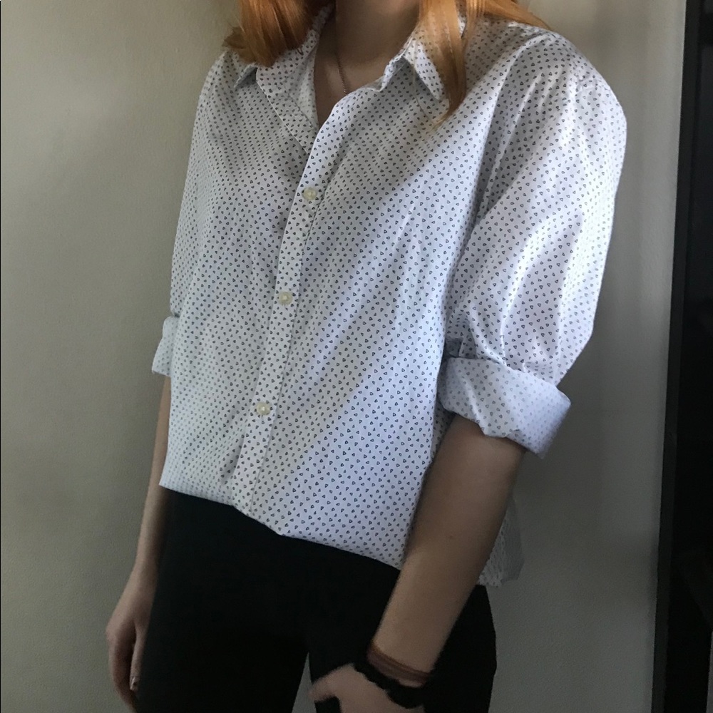 White button up triangle shirt